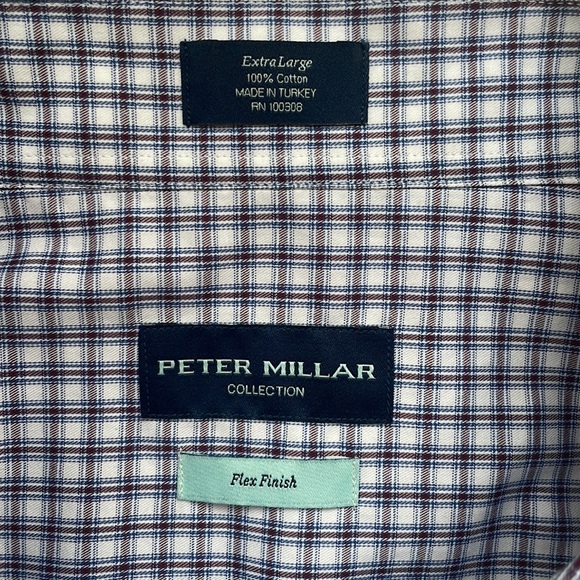 Peter Millar Flex Finish Button Front Checked Plaid Pattern Shirt Size - Picture 5 of 8